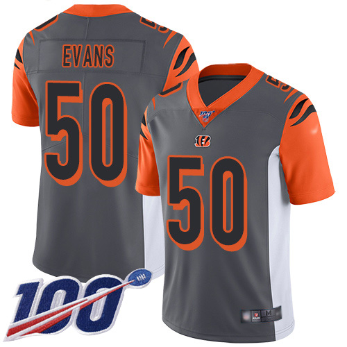 Cincinnati Bengals Limited Silver Men Jordan Evans Jersey NFL Footballl #50 100th Season Inverted Legend->cincinnati bengals->NFL Jersey